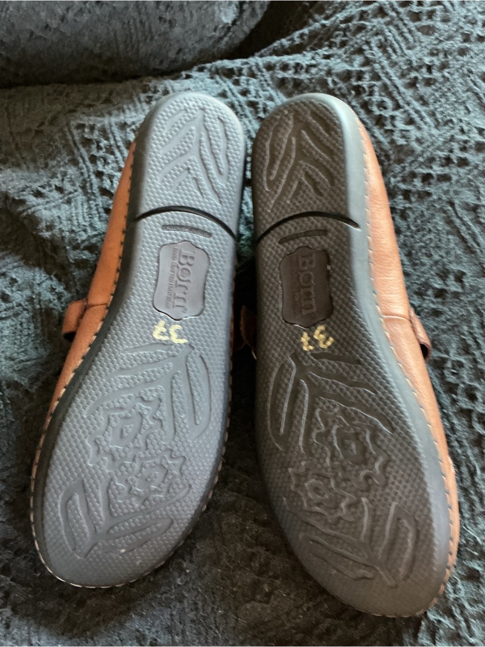 Born Tan Leather Mary Jane Flats with Buckle Strap - Picture 2 of 3